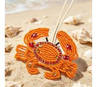 Shein 1 pieza Colgante de cuero con lentejuelas hecho a mano con cuentas, estilo oceánico de vacaciones, elementos de tortuga azul, medusa, estrella de mar,