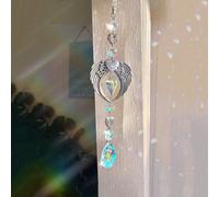 Shein 1 pieza Colgante de recuerdo de encantador con alas de ángel, óctagonos de cristal y prisma en forma de corazón para alguien especial, "Siempre en mi