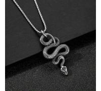 Shein 1 Pieza Collar Colgante Con Forma De Serpiente Para Hombre Estilo Punk De Acero Inoxidable 304, Color Plateado Antiguo, Adecuado Para Uso Diario Y Com