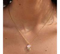 Shein 1 pieza Collar colgante de medusa de acero inoxidable dorado de lujo con gota de aceite, collar colgante de sistema marino de moda para mujer, uso dia