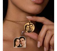 Shein 1 pieza Collar con colgante de foto rectangular personalizado, Collar con colgante de foto rectangular personalizado con letra grabada de forma minima