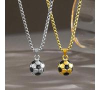 Shein 1 pieza Collar con colgante de fútbol de acero inoxidable con estilo punk y hip-hop, collar de fútbol de moda unisex, accesorio de ropa urbana, adecua