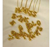 Shein 1 pieza Collar con colgante de letra 3D personalizado y audaz con cadena de serpiente de acero inoxidable, nuevo encanto de letra asimétrico de moda p