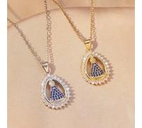 Shein 1 pieza Collar con colgante de Virgen María con incrustaciones de cobre y circonita brillante, estilo europeo, adecuado para madre, parejas, novia, am