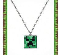 Shein 1 Pieza Collar con colgante del rostro del Creeper de Minecraft con licencia oficial, joyería para mujeres y hombres, decoración de mochila y llavero