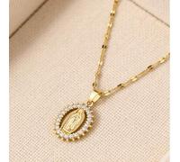 Shein 1 pieza Collar con colgante ovalado de la Virgen María de diseño de lujo versátil, accesorio de joyería adecuado para la vida diaria, fiestas, celebra