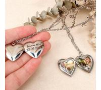 Shein 1 pieza Collar con dije con forma de corazón personalizable con foto, regalos de Navidad para novias/amigas/madres/hijas, regalos de Navidad personali