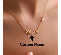 Shein 1 pieza Collar con nombre personalizado, Colgante de corazón con caligrafía personalizada, Material de acero inoxidable, Joyería elegante y versátil p