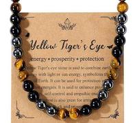 Shein 1 pieza Collar de cuentas de piedras naturales de obsidiana negra, ojo de tigre y hematita, joyería de cristal curativa Tríplice Protección, regalo pa