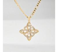Shein 1 pieza Collar de nudo de bruja vintage para mujer, colgante de nudo celta mágico 3D incrustado con circonita brillante, cadena de 50 cm que acentúa p