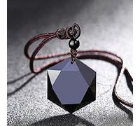 Shein 1 Pieza Collar De Obsidiana Negra Con Colgante De Amuleto De Protección De Piedra Energética De Hexagrama De Estrella De David Natural Para Parejas, C