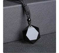 Shein 1 Pieza Collar de Obsidiana Negra Natural, Colgante con Hexagrama Estrella de David, Piedra de Energía de Protección Amuleto para Mujeres Hombres y Pa