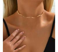Shein 1 pieza Collar dorado con forma de ola mínima, joyería de moda para fiestas y reuniones