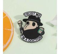 Shein 1 pieza Confía en mí, soy un médico Alfileres de esmalte de Halloween, broche de estilo punk mago, insignia de solapa, mochila, ropa, joyería, regalo