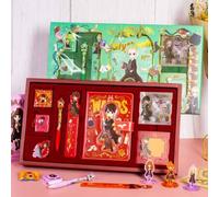 Shein 1 pieza Conjunto de cuaderno de la serie mágica linda, con temas de los personajes de dibujos animados Harry Potter, Hermione, Ron, Luna, Malfoy, para