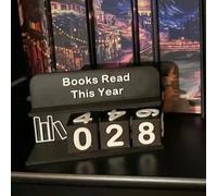 Shein 1 pieza Contador de lectura moderno rosa y beige con dados de 5 dígitos - Texto "Libros leídos este año" - Seguimiento del progreso de lectura anual -