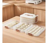 Shein 1 pieza Contenedor de varios niveles de gran capacidad para almacenar raviolis congelados, Caja de almacenamiento de raviolis para refrigerador