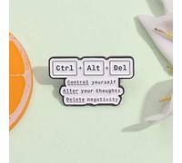 Shein 1 pieza "Contrólate a ti mismo, cambia tus pensamientos, elimina las emociones negativas" Broche de metal Ctrl+Alt+Supr