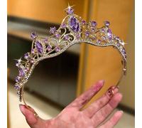 Shein 1 pieza Corona de cristal 3D de lujo para mujer, estilo elegante y lujoso, diadema, adecuada para varios festivales, tocado nupcial, accesorio de dama