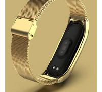 Shein 1 pieza Correa de malla de metal dorado de moda, compatible con Xiaomi Mi Band 6/5/4/3; Correa de repuesto de acero inoxidable, pulsera de actividad f