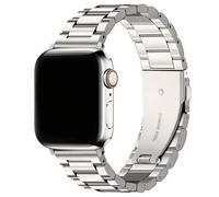 Shein 1 pieza Correa de metal de acero inoxidable plateado Starlight compatible con Apple Watch 38mm/40mm/41mm/42mm/44mm/45mm/46mm/49mm, correa reemplazable