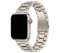 Shein 1 pieza Correa de reloj de acero inoxidable de tres cuentas de color Starlight es adecuada para todos los modelos de banda de reloj Apple de 38mm/40mm