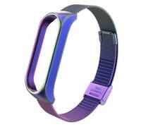 Shein 1 pieza Correa de reloj de malla de metal de color de moda compatible con Xiaomi Mi Band 6 5 4 3, pulsera de acero inoxidable de repuesto, pulsera dep