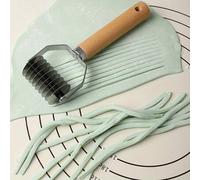Shein 1 pieza Cortador de pasta manual de acero inoxidable y mango de madera - Rodillo ajustable para un corte perfecto, herramienta de cocina montada en la