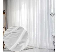 Shein 1 pieza Cortina blanca transparente con diseño de perlas falsas de lujo, crea un ambiente romántico, adecuada para la decoración de ventanas y puertas