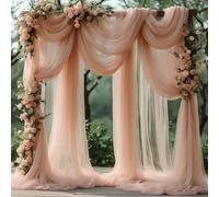 Shein 1 Pieza, Cortina de arco de boda color rosa pálido para decoración, tela de gasa y gasa de tul de gasa de color rosa pálido, apta para boda, propuesta