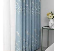 Shein 1 pieza Cortina de dormitorio con estilo nórdico de jacquard opaco azul, tejido de jacquard, a prueba de polvo y con aislamiento térmico, con agujeros