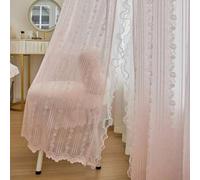 Shein 1 pieza Cortina de estilo francés de niña en color rosa traslúcido pero no transparente, con bordes fruncidos con perlas a doble cara, decoración de p