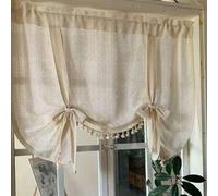 Shein 1 pieza Cortina translúcida nórdica con bolsillo para barra, persiana con cordón para levantar, cortina de ventana filtrante de luz no transparente, c