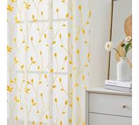 Shein 1 Pieza Cortina Transparente Bordada Con Bolsillo, Diseño De Flores Y Hojas Falsas De Lino Para Ventana De Recamara O Sala De Estar, Cortina De Moda P