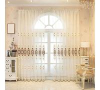 Shein 1 Pieza Cortina Transparente Con Bordado De Diamantes Y Patrón De Flores De Color Café, Material De Poliéster, Adecuado Para La Decoración De La Sala