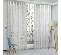 Shein 1 pieza Cortina transparente con hojas recortadas de color gris, 100% poliéster, cortina transparente con hojas de vid recortadas para sala de estar,
