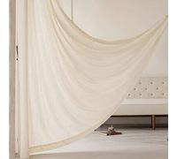 Shein 1 pieza Cortina transparente de color lino con estampado de rama y veta de madera, estilo vintage francés para balcón, sala de estar, estudio, alquile