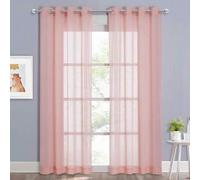 Shein 1 pieza Cortina transparente elegante de color rosa pálido con diseño de bolsillo para barra, adecuada para dormitorio, sala de estar, cocina, baño, d