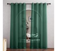 Shein 1 pieza Cortina transparente elegante de color verde militar con diseño de bolsillo para varilla para dormitorio, sala de estar, cocina, baño, decorac