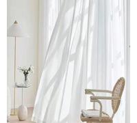 Shein 1 pieza Cortinas de gasa blanca que son permeables a la luz pero no transparentes. Pantallas de ventana para ventanas de bahía, sala de estar, balcón,