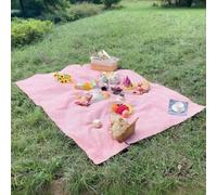 Shein 1 pieza Couverture de pique-nique rectangular à carreaux roses et blancs charms - Nappe tissée à la machine en Rayonne with franges sur les bords, con
