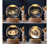 Shein 1 Pieza, Creativo Luz nocturna de bola de cristal holográfica grabada con láser del sistema solar 3D, Regalo de cumpleaños de bola de cristal, Decorac