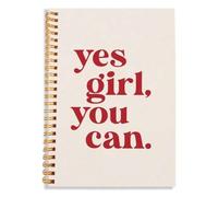 Shein 1 pieza Cuaderno con tapa dura y espiral con cita inspiradora - "Sí, chica, tú puedes" Diario motivacional para mujeres, Útiles de oficina/escuela, 50