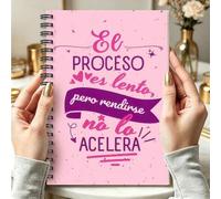 Shein 1 pieza Cuaderno de aliento en español A5, "El Proceso Es Lento" con cita inspiradora en la portada, diario con espiral para autocuidado & seguimiento