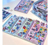 Shein 1 pieza Cuaderno de espiral con diseño de Stitch, Libreta de bocetos 3 en 1, Material para scrapbooking, Papelería estudiantil, Regalo de premio