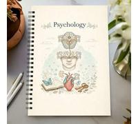 Shein 1 pieza Cuaderno de espiral con portada vintage de cerebro y corazón, 50 páginas rayadas, adecuado para la escuela, diario, diario de psicología, plan