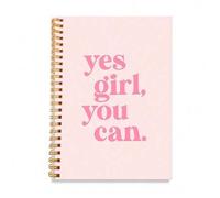 Shein 1 pieza Cuaderno de espiral "Sí chica, tú puedes" de 5.5x8.3 A5 - Portada rosa con lema inspirador, encuadernación de espiral dorada, perfecto para ap