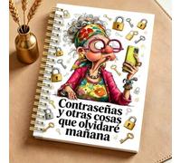 Shein 1 pieza Cuaderno espiral de papel A5 para guardar contraseñas en español, diseño divertido de abuela, organizador de contraseñas de internet y sitios