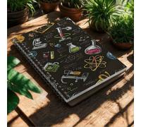 Shein 1 pieza Cuaderno espiral tamaño A5 con tema científico (páginas rayadas) - Cuaderno de experimentos portátil, adecuado para el campus, cursos STEM, no