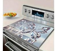 Shein 1 pieza Cubierta de estufa protector de cocina de gas con un par de patrones de mariposa de diamante transparentes decorativos. Resistente al calor, a